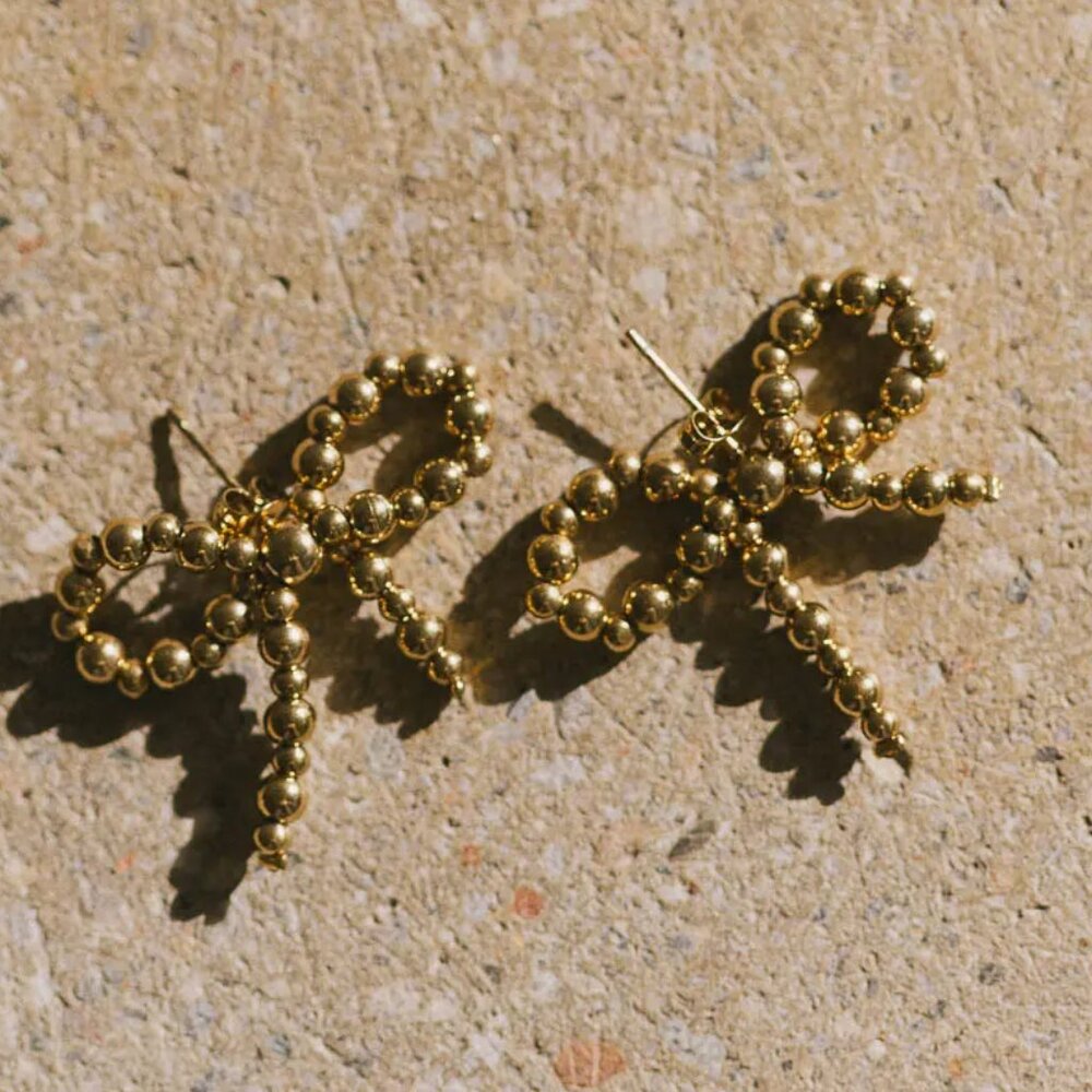 bohme Gold Avelina Beaded Bow Earrings/NWT